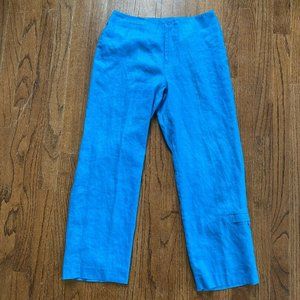 Vintage Nygard Pants Linen Cropped 90s Y2K Neon Blue Summer Womens Size Small 28
